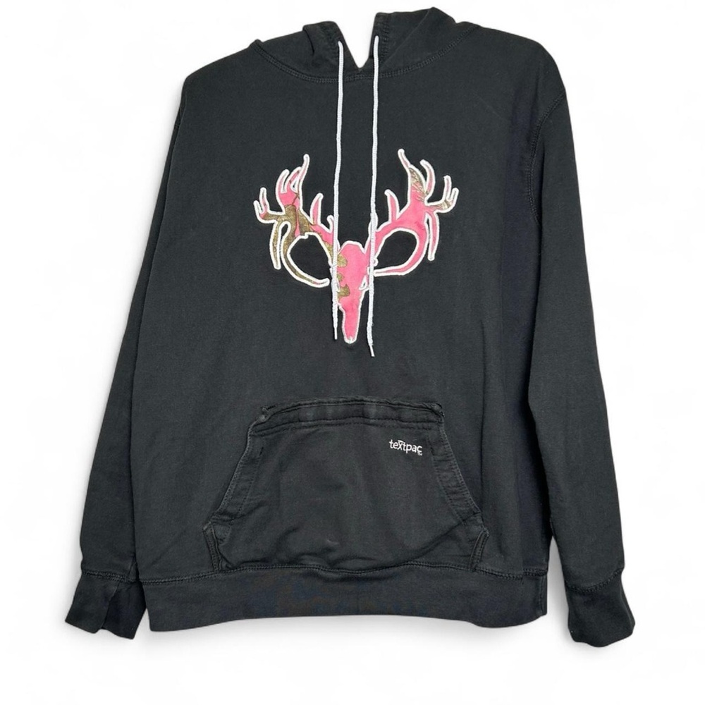 Hot Shot Real Tree Black & Pink Deer Skull Hoodie